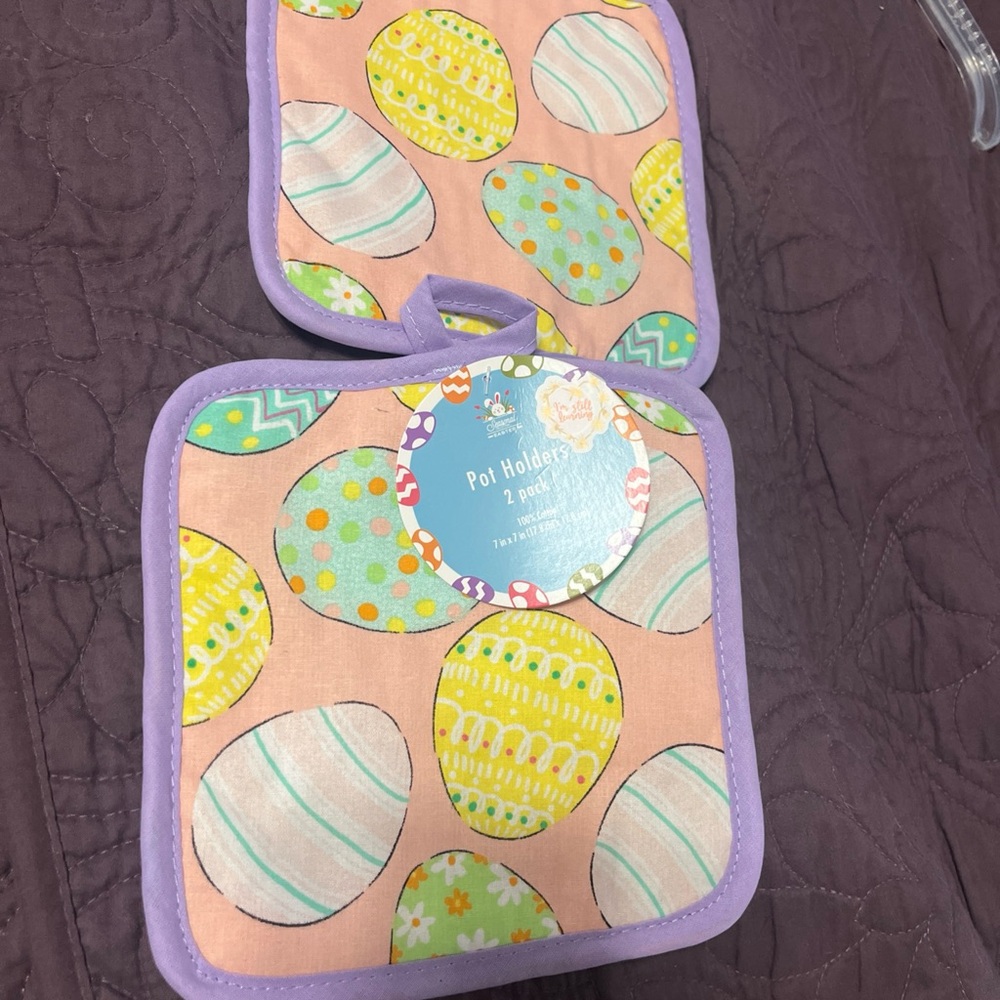 Easter Egg Patterned Pot Holders - 2 Pack
